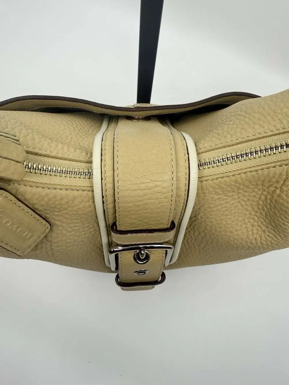 VTG 2005 Coach Hamptons Buckle Hobo 5054 RARE Ivory Pebbled Leather Y2K PRISTINE